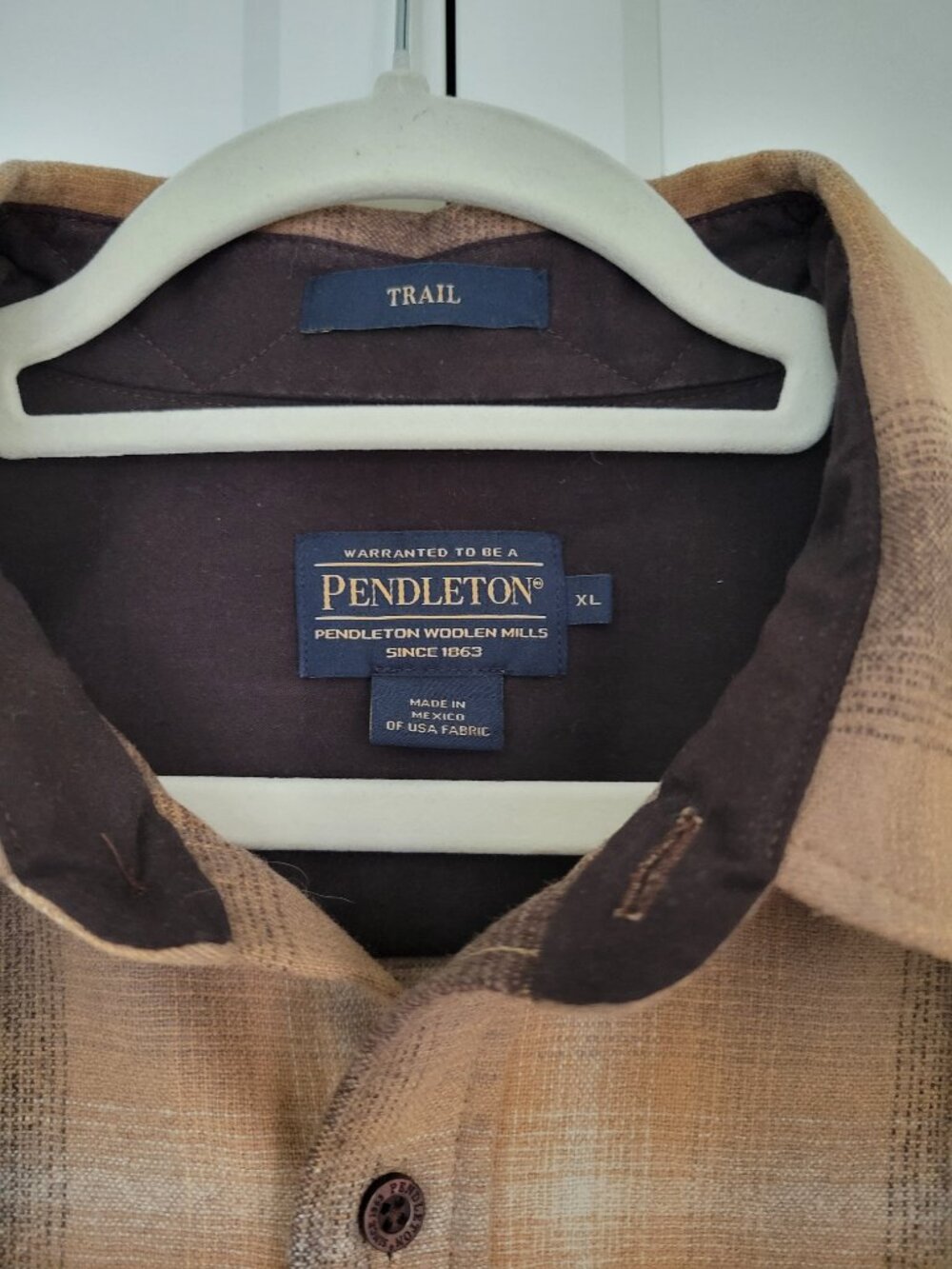 NWOT!  Pendleton 100% Wool  MEN'S PLAID ELBOW-PATCH TRAIL SHIRT- Men's Size XL - Picture 5 of 14